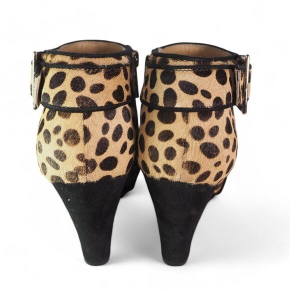 Isaac Mizrahi Leopard Print Pony Hair Wedge Ankle Booties Women's 8.5 - Picture 5 of 12